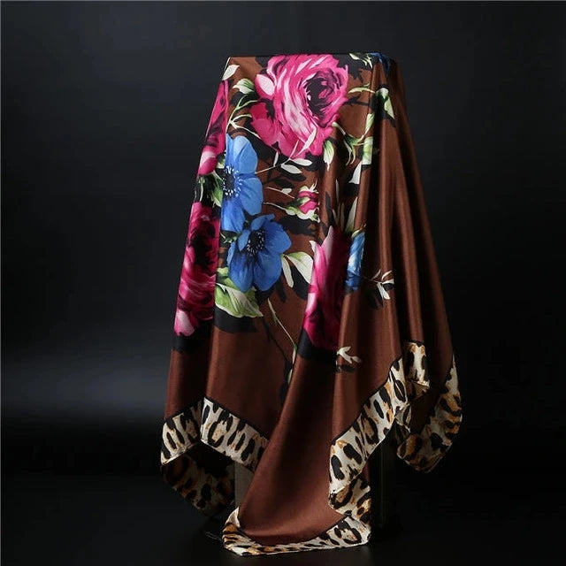 90*90cm square silk scarf Women Shawl Print Satin Hijab Female Luxury Brand Square Lady muffler coverchief bandanna pareo girl