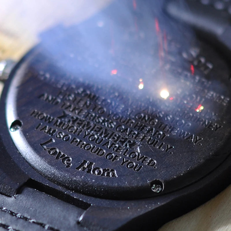 Personalized Gift Brand Logo MESSAGE Engraved Carved Laser Charge on Wood Watches Name Customize Service ONLY No Watch
