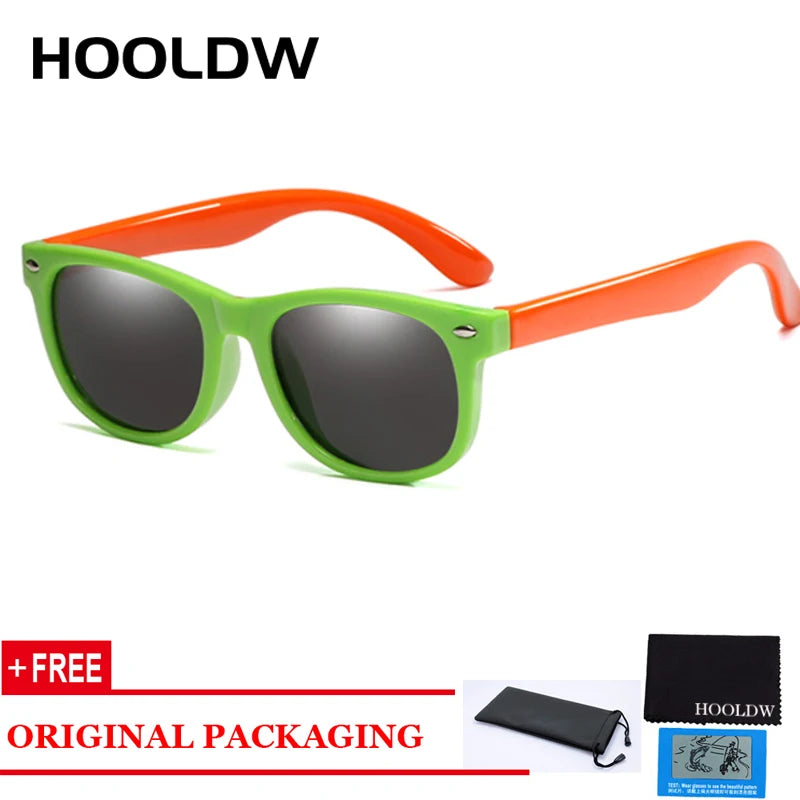 HOOLDW Polarized Children Sunglasses TR90 Boys Girls Kids Sun Glasses Silicone Safety Baby Glasses UV400 Eyewear oculos de sol