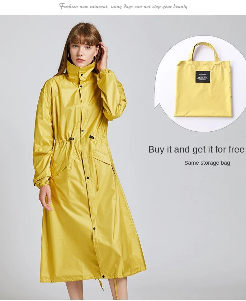 Women's Fashion Raincoat Waterproof Rain Poncho Cloak with Hood for Hiking Climbing and Touring