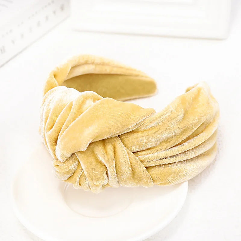 Knotted Velvet Bezel Women Headband Girls Fashion knit Hair Bands Soft Bath Hairband Headwear Hair Rubbers Elastic Hair Bands