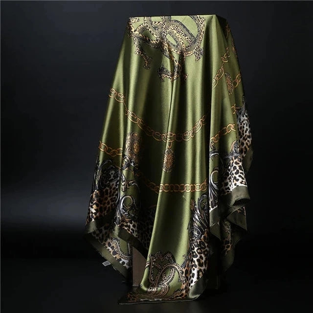 90*90cm square silk scarf Women Shawl Print Satin Hijab Female Luxury Brand Square Lady muffler coverchief bandanna pareo girl