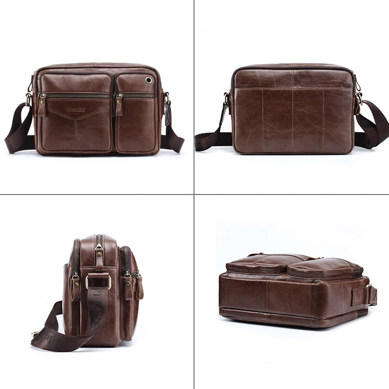 New 2024 Men Genuine Leather Shoulder Bag Casual Leather Men's Pad Messenger Bag Male Business Crossbody Bag Hot Handbag for Men