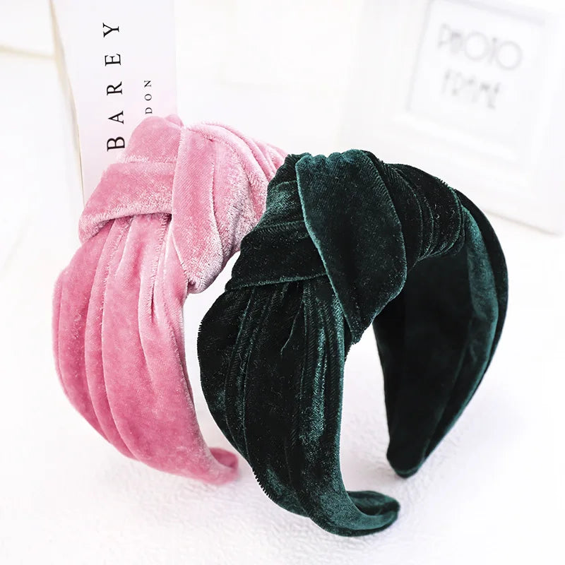 Knotted Velvet Bezel Women Headband Girls Fashion knit Hair Bands Soft Bath Hairband Headwear Hair Rubbers Elastic Hair Bands
