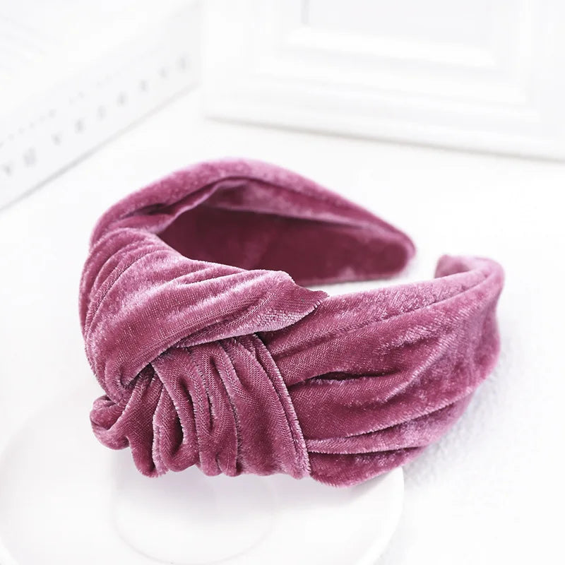 Knotted Velvet Bezel Women Headband Girls Fashion knit Hair Bands Soft Bath Hairband Headwear Hair Rubbers Elastic Hair Bands