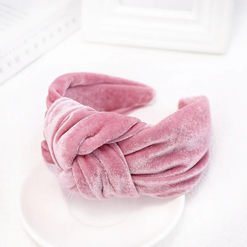 Knotted Velvet Bezel Women Headband Girls Fashion knit Hair Bands Soft Bath Hairband Headwear Hair Rubbers Elastic Hair Bands