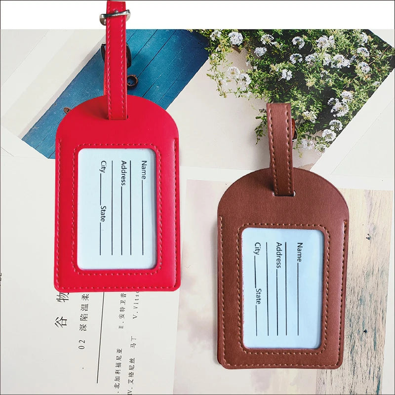 PU leather suitcase luggage tag tag bag pendant handbag travel accessory boarding tag portable tag name ID address