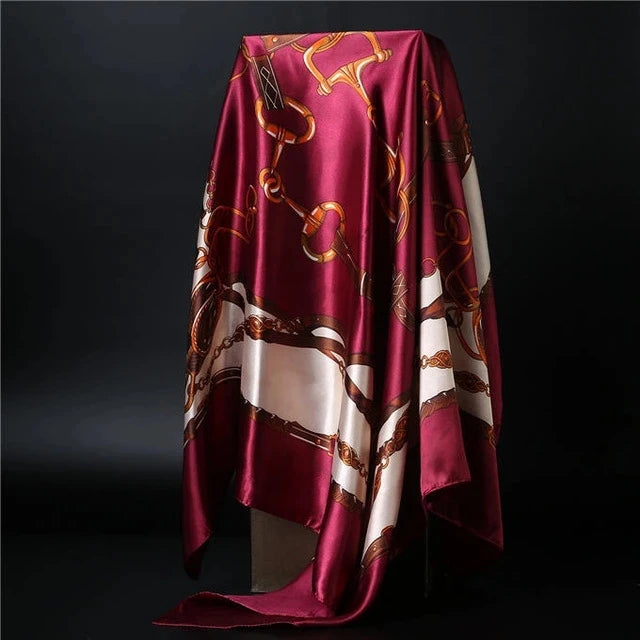 90*90cm square silk scarf Women Shawl Print Satin Hijab Female Luxury Brand Square Lady muffler coverchief bandanna pareo girl
