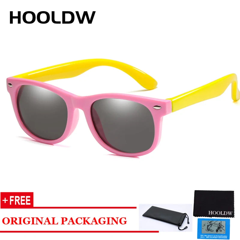 HOOLDW Polarized Children Sunglasses TR90 Boys Girls Kids Sun Glasses Silicone Safety Baby Glasses UV400 Eyewear oculos de sol