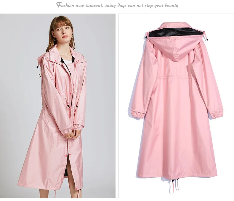 Women's Fashion Raincoat Waterproof Rain Poncho Cloak with Hood for Hiking Climbing and Touring