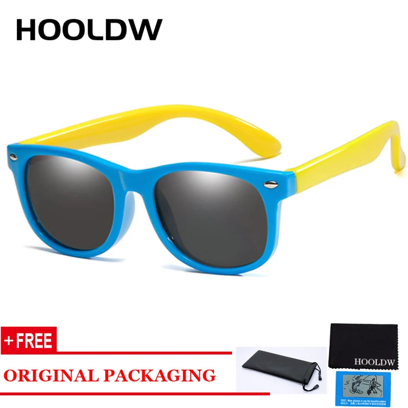 HOOLDW Polarized Children Sunglasses TR90 Boys Girls Kids Sun Glasses Silicone Safety Baby Glasses UV400 Eyewear oculos de sol