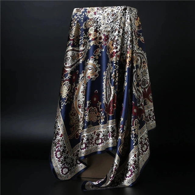 90*90cm square silk scarf Women Shawl Print Satin Hijab Female Luxury Brand Square Lady muffler coverchief bandanna pareo girl
