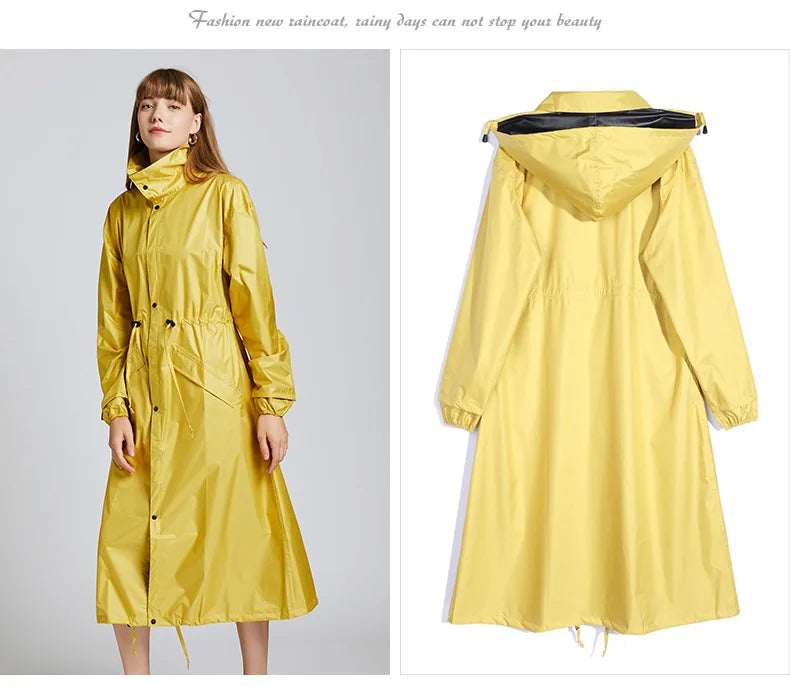 Women's Fashion Raincoat Waterproof Rain Poncho Cloak with Hood for Hiking Climbing and Touring