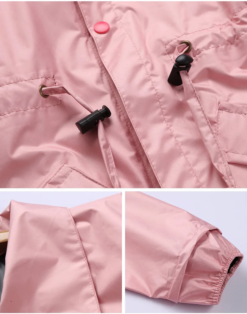 Women's Fashion Raincoat Waterproof Rain Poncho Cloak with Hood for Hiking Climbing and Touring
