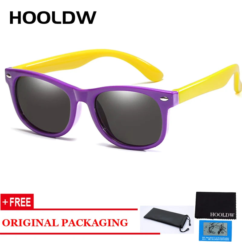 HOOLDW Polarized Children Sunglasses TR90 Boys Girls Kids Sun Glasses Silicone Safety Baby Glasses UV400 Eyewear oculos de sol