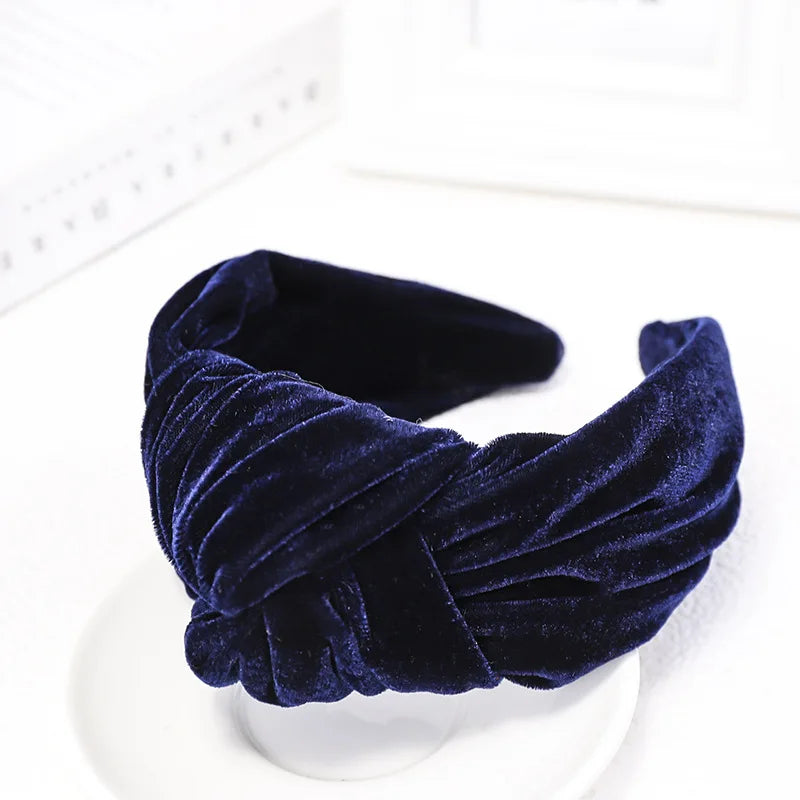Knotted Velvet Bezel Women Headband Girls Fashion knit Hair Bands Soft Bath Hairband Headwear Hair Rubbers Elastic Hair Bands