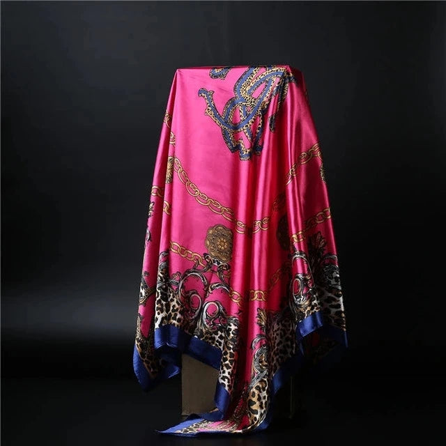 90*90cm square silk scarf Women Shawl Print Satin Hijab Female Luxury Brand Square Lady muffler coverchief bandanna pareo girl