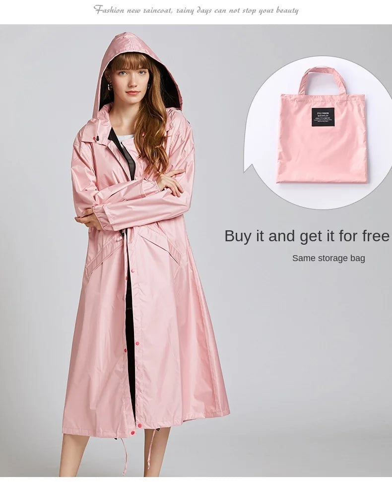 Women's Fashion Raincoat Waterproof Rain Poncho Cloak with Hood for Hiking Climbing and Touring
