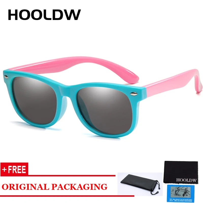 HOOLDW Polarized Children Sunglasses TR90 Boys Girls Kids Sun Glasses Silicone Safety Baby Glasses UV400 Eyewear oculos de sol