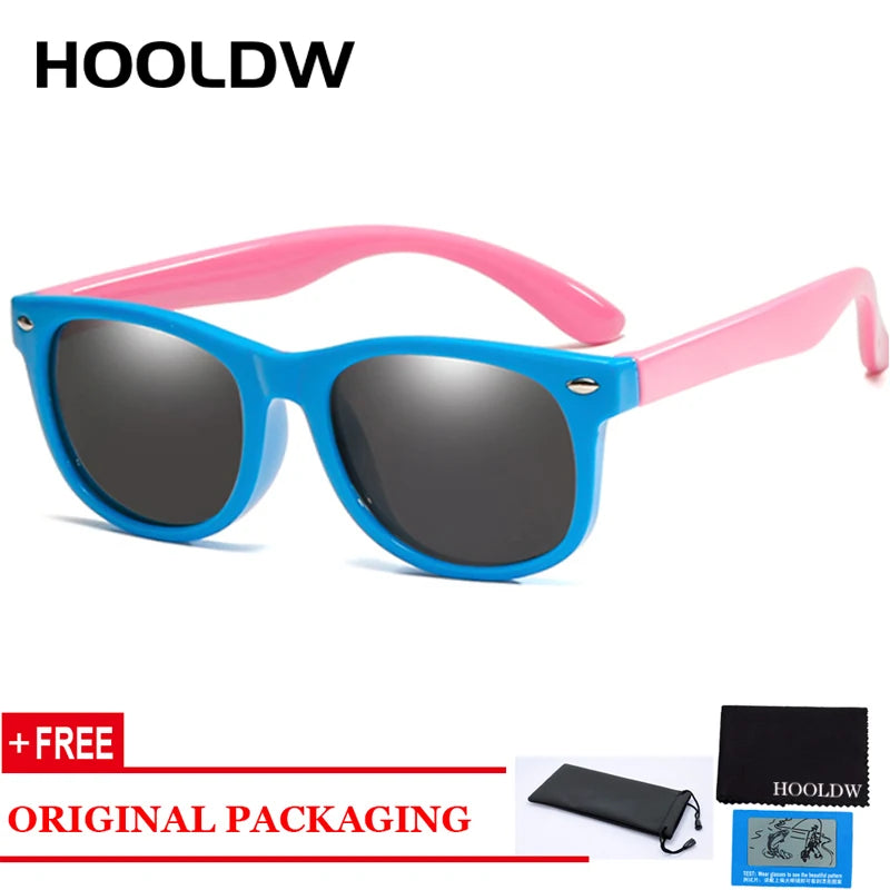 HOOLDW Polarized Children Sunglasses TR90 Boys Girls Kids Sun Glasses Silicone Safety Baby Glasses UV400 Eyewear oculos de sol
