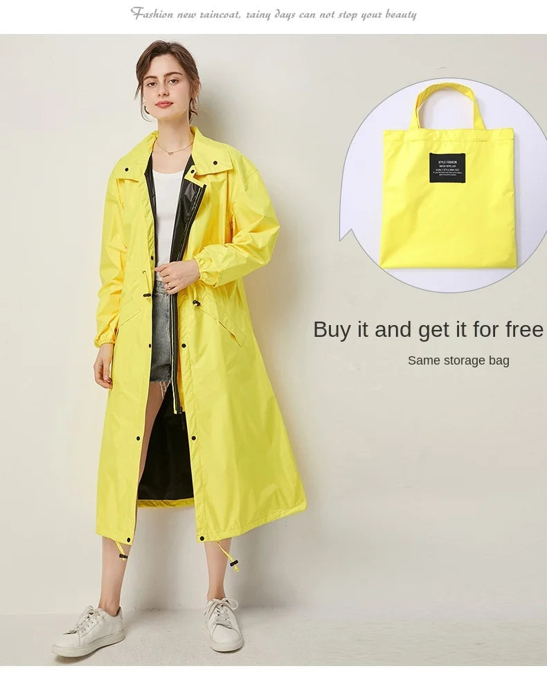 Women's Fashion Raincoat Waterproof Rain Poncho Cloak with Hood for Hiking Climbing and Touring
