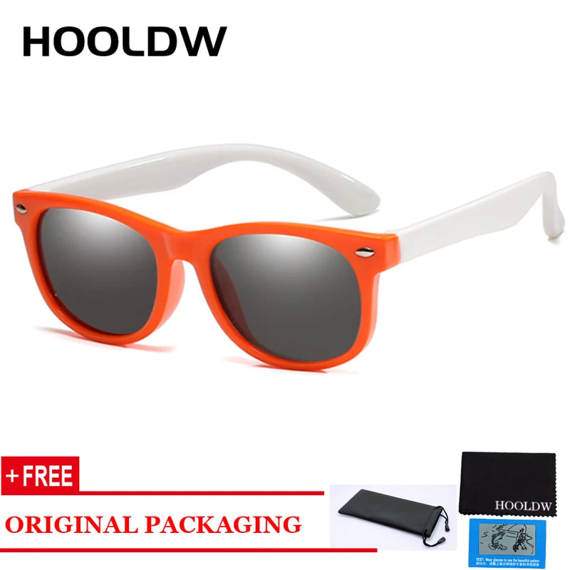 HOOLDW Polarized Children Sunglasses TR90 Boys Girls Kids Sun Glasses Silicone Safety Baby Glasses UV400 Eyewear oculos de sol