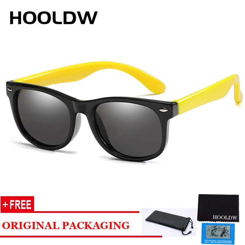 HOOLDW Polarized Children Sunglasses TR90 Boys Girls Kids Sun Glasses Silicone Safety Baby Glasses UV400 Eyewear oculos de sol