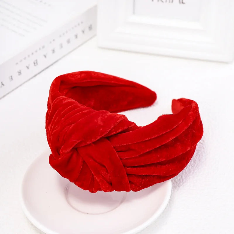 Knotted Velvet Bezel Women Headband Girls Fashion knit Hair Bands Soft Bath Hairband Headwear Hair Rubbers Elastic Hair Bands