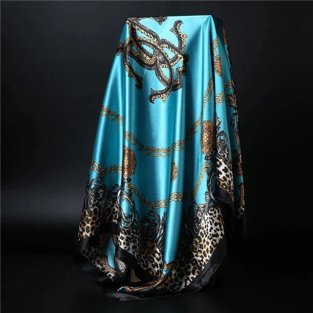 90*90cm square silk scarf Women Shawl Print Satin Hijab Female Luxury Brand Square Lady muffler coverchief bandanna pareo girl