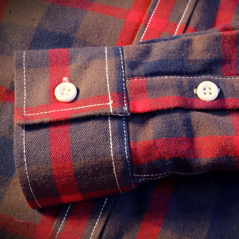 Camisa Masculina  Men Plaid Flannel Shirts Mens Casual Autumn Winter Spring Thick Warm Fleece Cotton Long Sleeve Shirt MCS06
