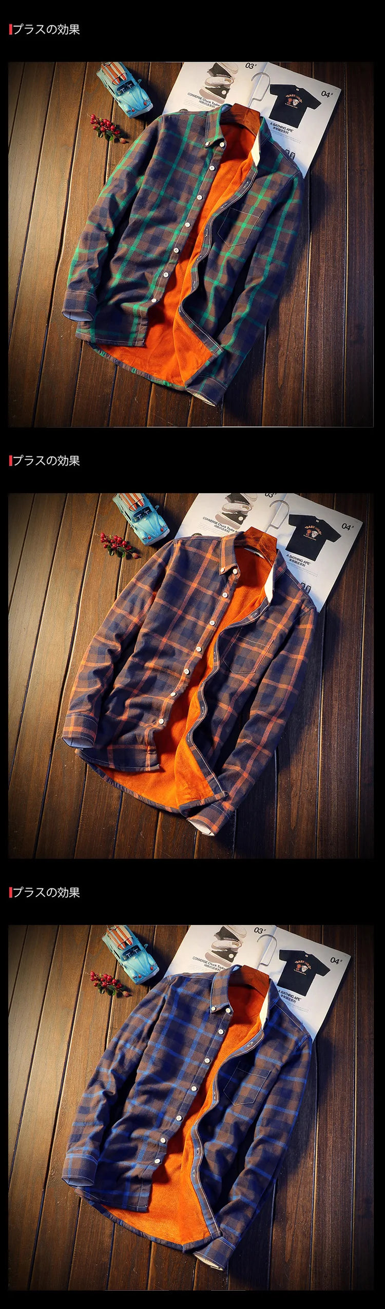 Camisa Masculina  Men Plaid Flannel Shirts Mens Casual Autumn Winter Spring Thick Warm Fleece Cotton Long Sleeve Shirt MCS06