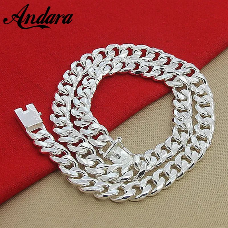 High Quality 10MM 20''24'' 50cm 60cm Men Necklace 925 Silver Link Chain Necklaces For Male Jewelry Party Gift
