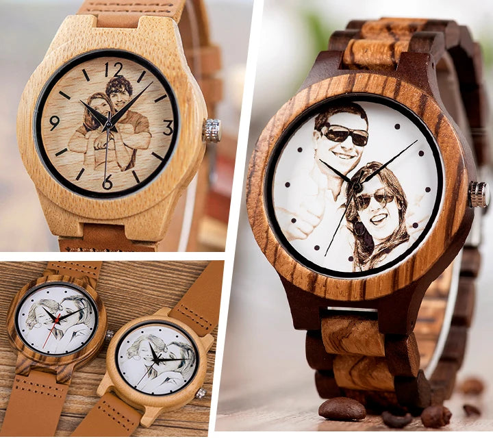 Personalized Gift Brand Logo MESSAGE Engraved Carved Laser Charge on Wood Watches Name Customize Service ONLY No Watch