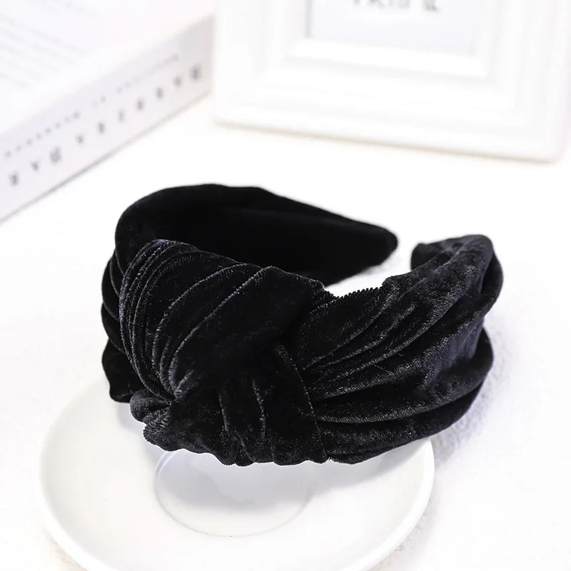 Knotted Velvet Bezel Women Headband Girls Fashion knit Hair Bands Soft Bath Hairband Headwear Hair Rubbers Elastic Hair Bands
