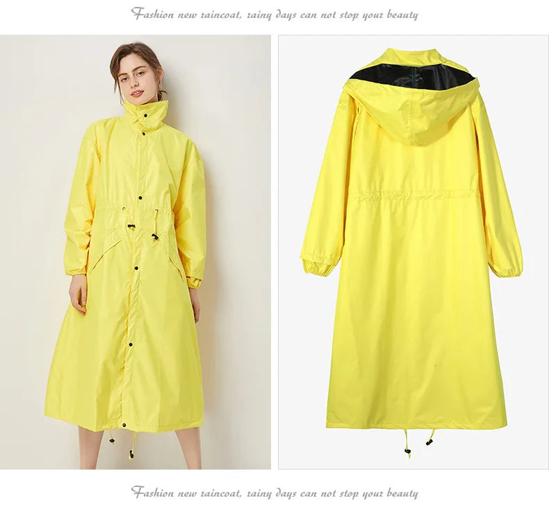 Women's Fashion Raincoat Waterproof Rain Poncho Cloak with Hood for Hiking Climbing and Touring