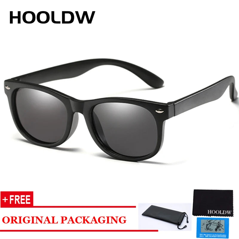 HOOLDW Polarized Children Sunglasses TR90 Boys Girls Kids Sun Glasses Silicone Safety Baby Glasses UV400 Eyewear oculos de sol