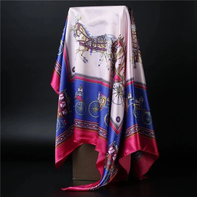 90*90cm square silk scarf Women Shawl Print Satin Hijab Female Luxury Brand Square Lady muffler coverchief bandanna pareo girl