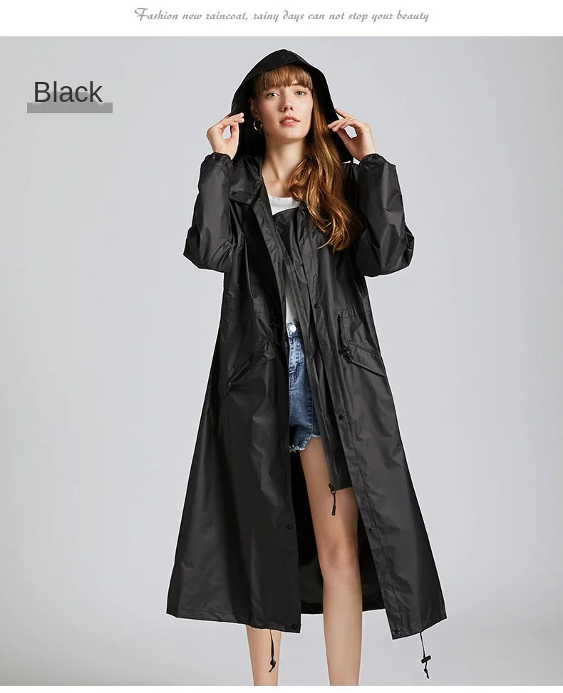 Women's Fashion Raincoat Waterproof Rain Poncho Cloak with Hood for Hiking Climbing and Touring
