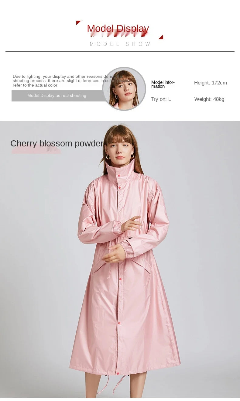 Women's Fashion Raincoat Waterproof Rain Poncho Cloak with Hood for Hiking Climbing and Touring