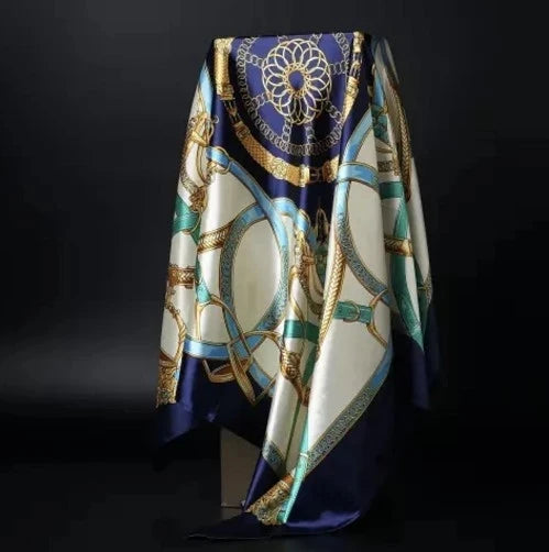 90*90cm square silk scarf Women Shawl Print Satin Hijab Female Luxury Brand Square Lady muffler coverchief bandanna pareo girl