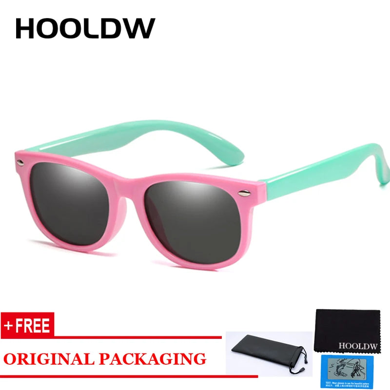 HOOLDW Polarized Children Sunglasses TR90 Boys Girls Kids Sun Glasses Silicone Safety Baby Glasses UV400 Eyewear oculos de sol