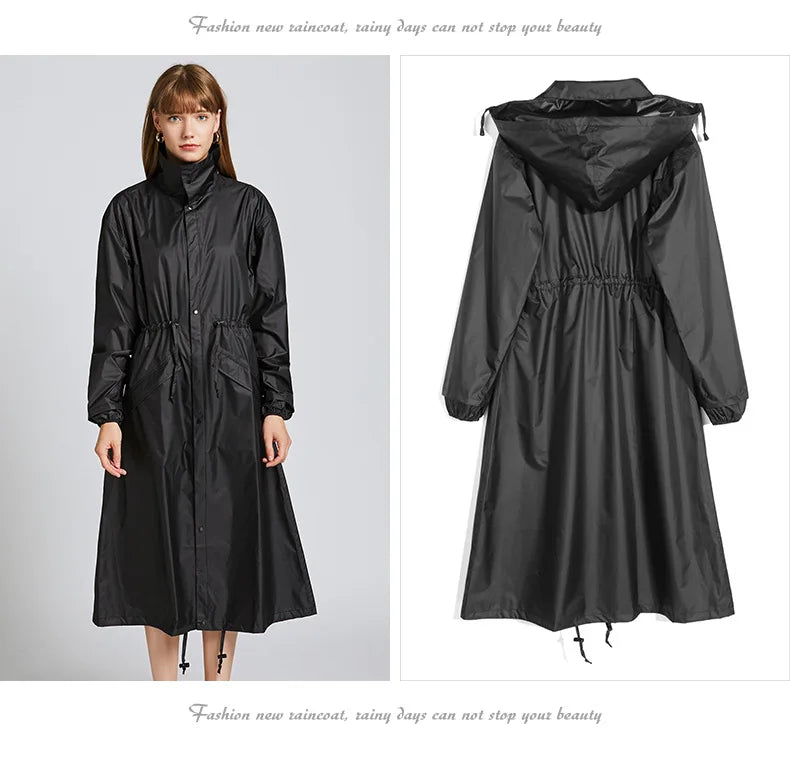 Women's Fashion Raincoat Waterproof Rain Poncho Cloak with Hood for Hiking Climbing and Touring