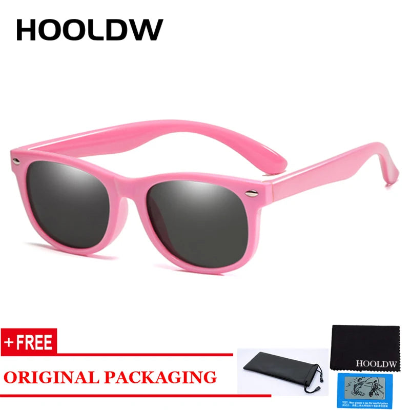 HOOLDW Polarized Children Sunglasses TR90 Boys Girls Kids Sun Glasses Silicone Safety Baby Glasses UV400 Eyewear oculos de sol