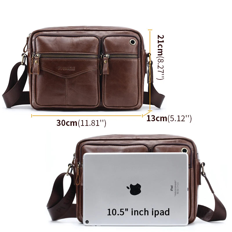 New 2024 Men Genuine Leather Shoulder Bag Casual Leather Men's Pad Messenger Bag Male Business Crossbody Bag Hot Handbag for Men