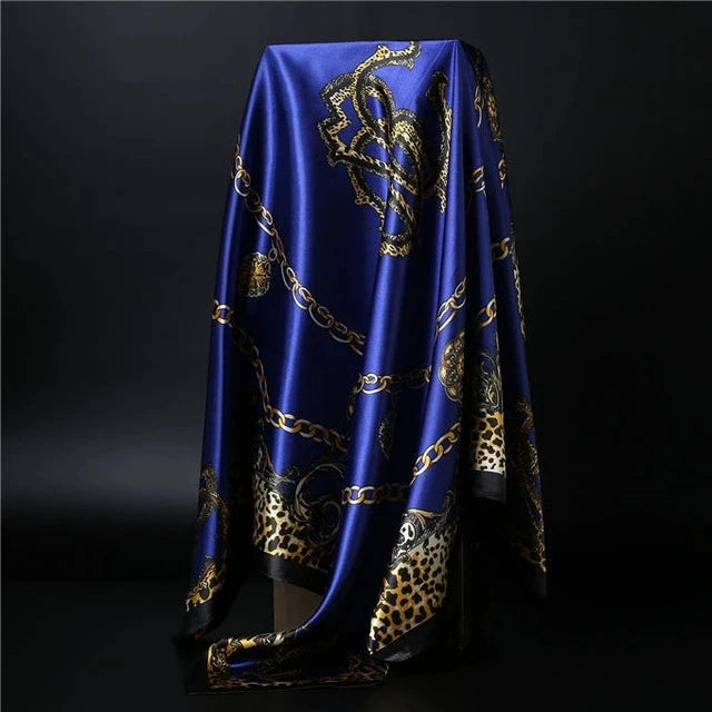 90*90cm square silk scarf Women Shawl Print Satin Hijab Female Luxury Brand Square Lady muffler coverchief bandanna pareo girl