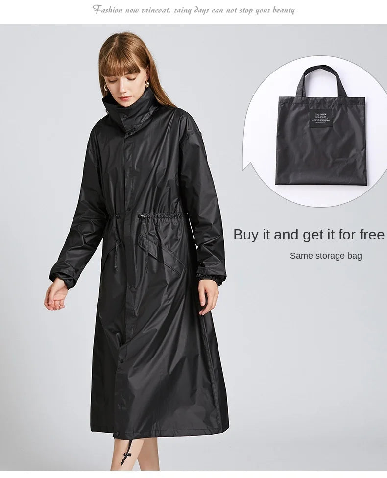 Women's Fashion Raincoat Waterproof Rain Poncho Cloak with Hood for Hiking Climbing and Touring