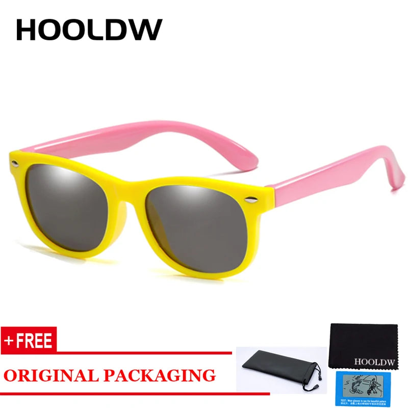 HOOLDW Polarized Children Sunglasses TR90 Boys Girls Kids Sun Glasses Silicone Safety Baby Glasses UV400 Eyewear oculos de sol