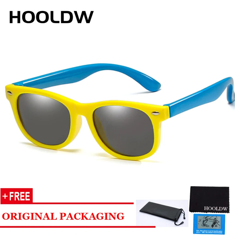 HOOLDW Polarized Children Sunglasses TR90 Boys Girls Kids Sun Glasses Silicone Safety Baby Glasses UV400 Eyewear oculos de sol