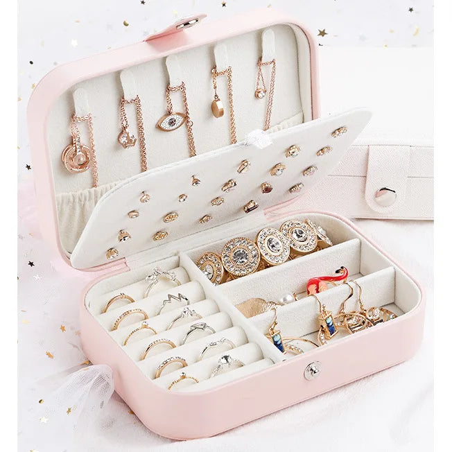 Jewelry Organizer Display Travel Jewelry Case Boxes Portable Jewelry Box Leather Storage Joyeros Organizador De Joyas