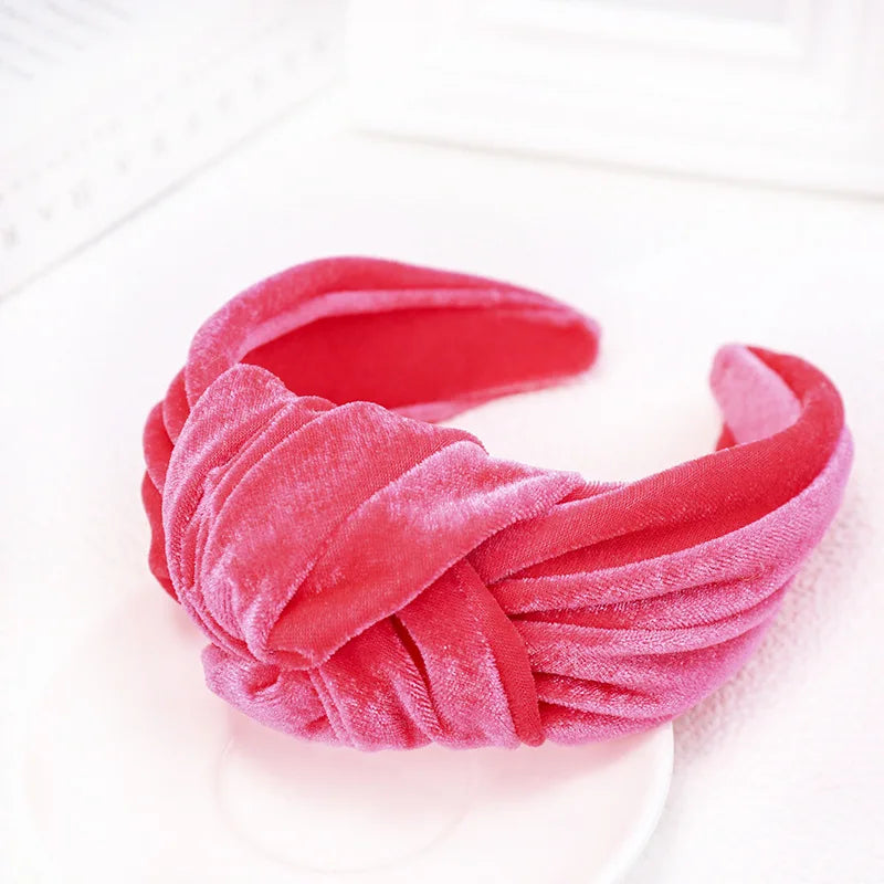 Knotted Velvet Bezel Women Headband Girls Fashion knit Hair Bands Soft Bath Hairband Headwear Hair Rubbers Elastic Hair Bands